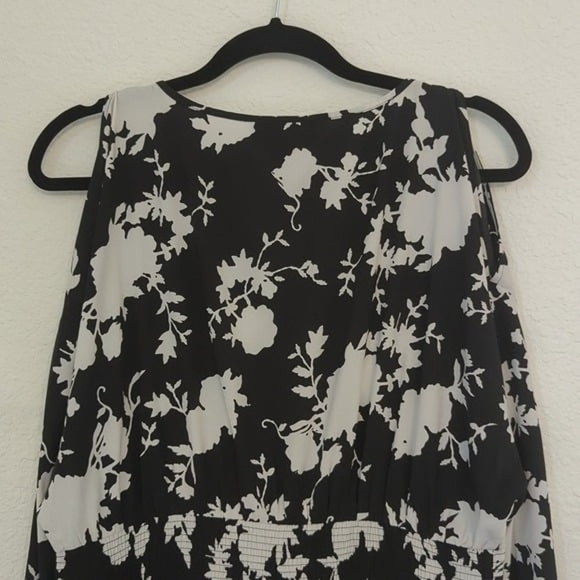 Lane Bryant Floral Cold Shoulder Dress Black White 10/12P bohemian - Picture 2 of 3